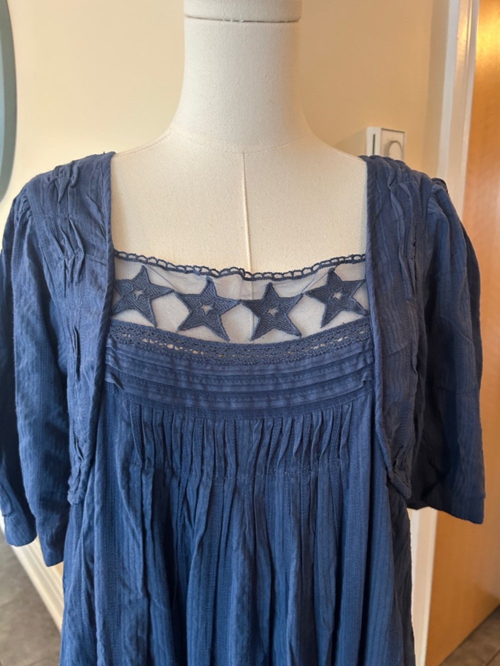 SOLD. FREE PEOPLE Calder Midi Dress in Skipper Blue / Navy Blue size small - Picture 12 of 15